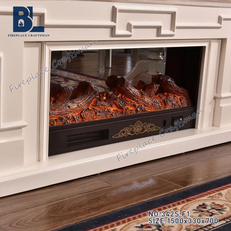 Modern Home Appliance Furniture MDF Mantel Shelf TV Stand with Electric Fireplace Insert for Living Room Decor