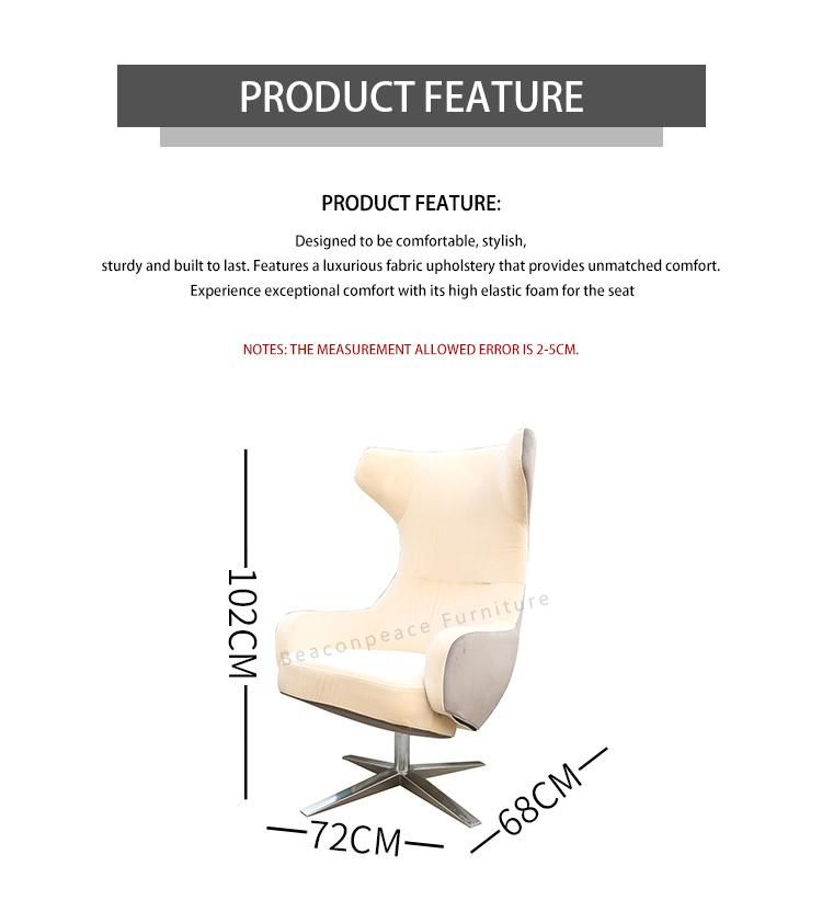 Elegant Cream Fabric Luxury Living Room Leisure Arm Chair