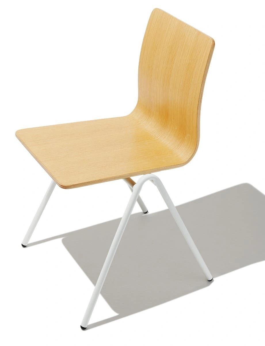 Modern Furniture White Powder Coating Steel Frame with Bend Plywood Seat Office Chair