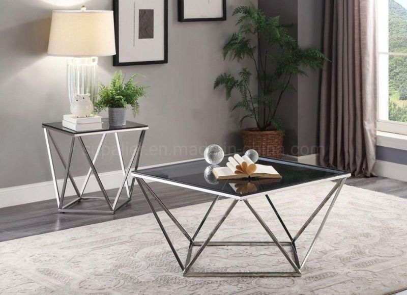 Modern Artificial Stone and Glass Surface Living Room Side Corner Table