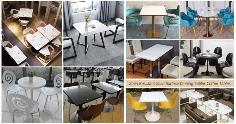 Corian Stone 2 Seater or 4 Seater Fast Food Dining Tables and Chairs for Restaurant or Coffee