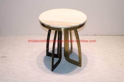 Modern Stainless Steel Gold Marble Coffee Table Side Table