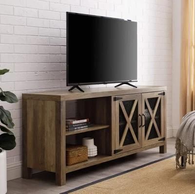 58&quot; Double X Design TV Stand with Mirror Doors