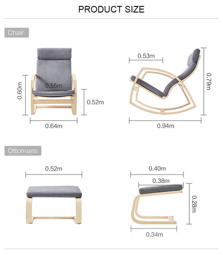 Linsy White Cushion Sofa Wooden Rocking Chair with Pedal Ls185q1-a