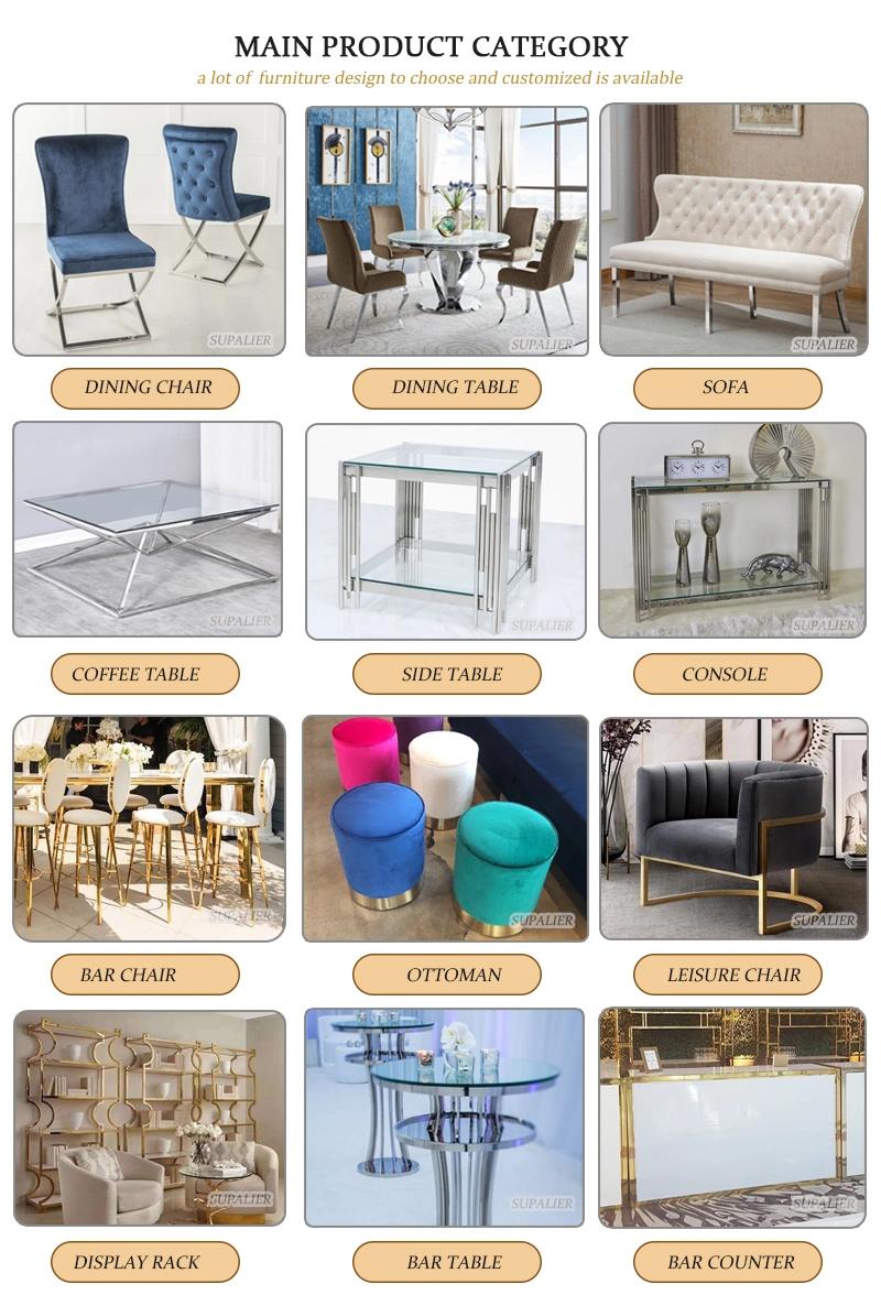 Modern Home Furniture Hotel Golden Metal Embed Side Corner Table Three Combinations