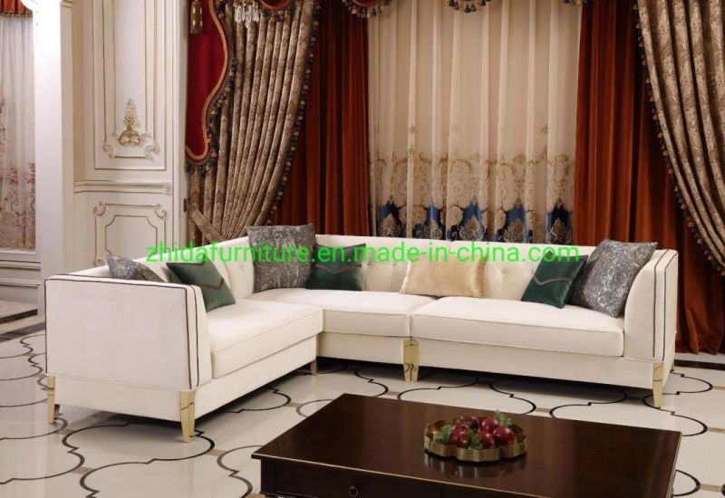 Chinese Modern New Classcial Luxury Home Living Room Velvet Corner U Shage Sofa