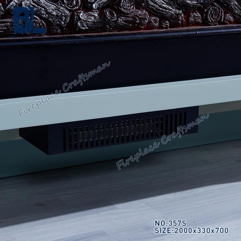 Constant Temperature Resin Caving Pattern Storage Cabinet TV Stand with Simulation Electric Fireplace Insert