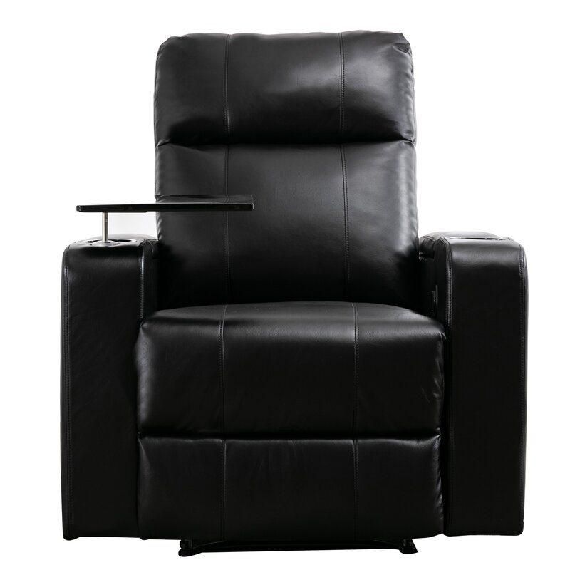 Jky Furniture Air Leather Power Home Theater Recliner Chair and Set with Armrest Storage and Cup Holders