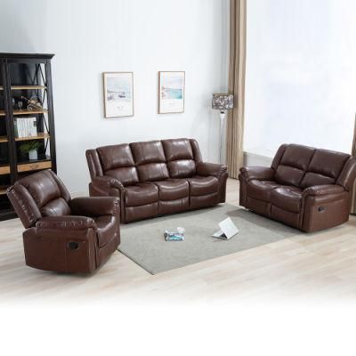 Home Furniture Factory OEM Modern Luxury European Style Luxury 1 2 3 Seater Living Room Sofa Set Sectional PU Leather Recliner Chair