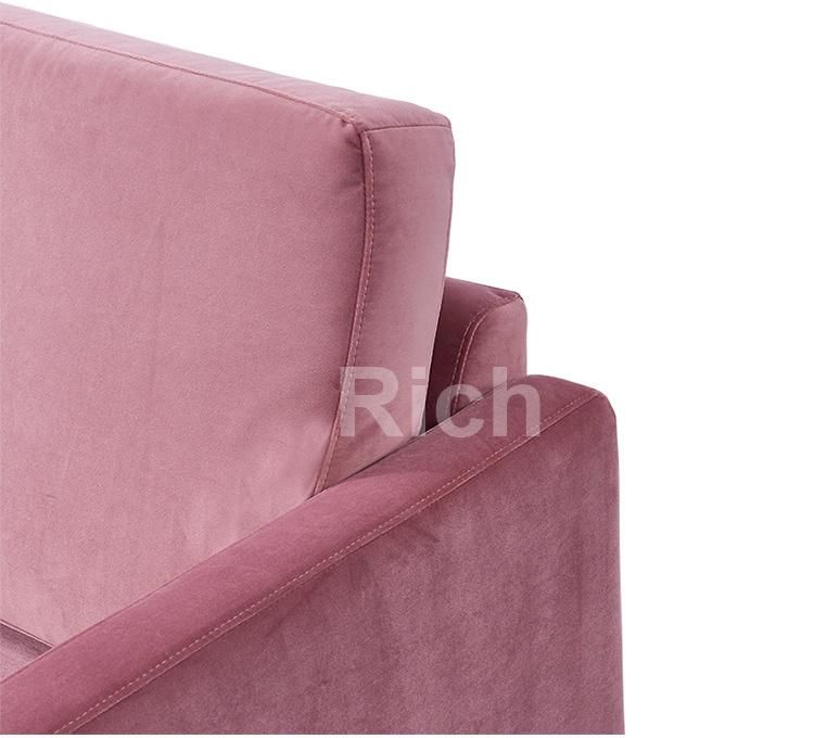 Pink Fabric Living Room Furniture Sofa Velvet Modular Corner Couch