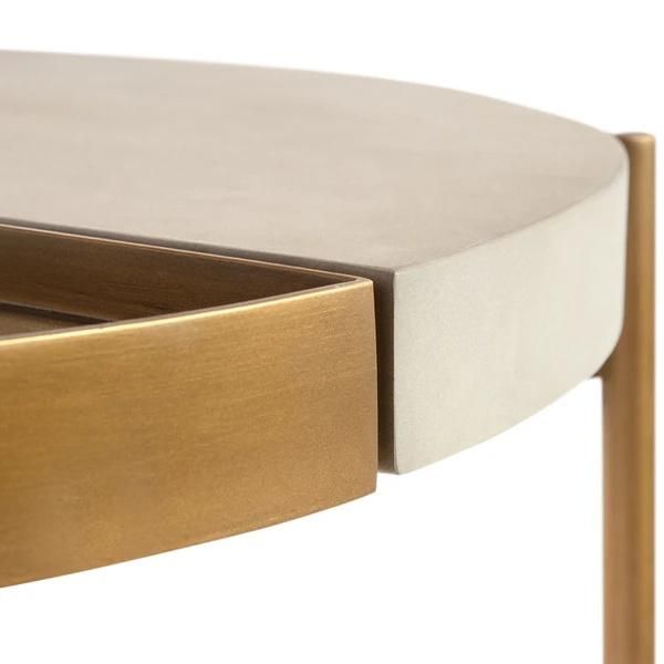 Concrete GRC Coffee Side Table with Golden Metal