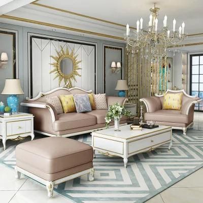 Living Room Furniture Set with Classic Leather Sofa Chairs (159A)