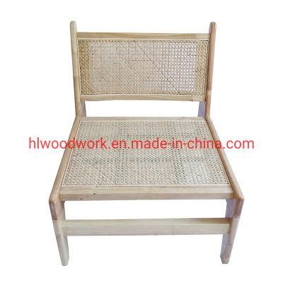 Rattan Leisure Chair Rubber Wood Frame Natural Color Living Room Chair