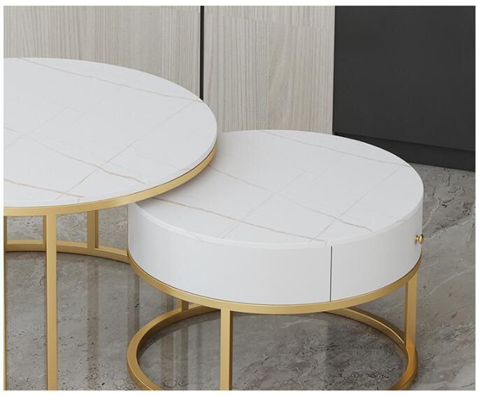 Nordic Style Console Tables Modular Design Round Center Tea Table Extendable Rock Slate Coffee Table