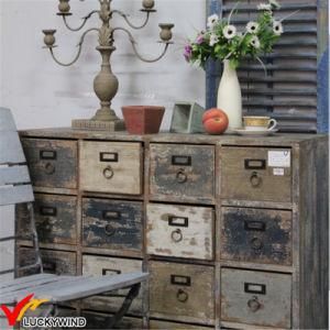 Shabby Chic Farmstead Many Drawers Wooden Cabinet on Wheels