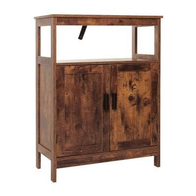 Living Room with 2 Doors and Adjustable Shelves Rustic Brown Floor-Standing Drawer Cabinet 0223