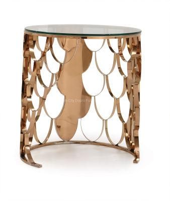 Rose Gold End Table with Glass or Marble Top