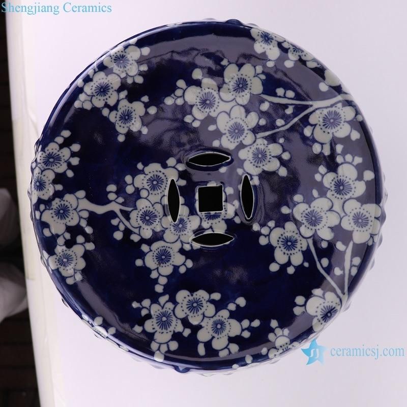 Jingdezhen Hand-Painted Plum Blossom Dark Blue Stool