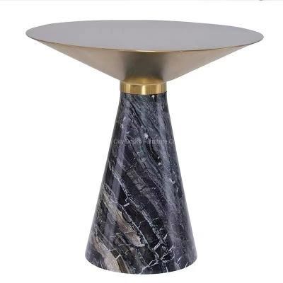 New Design Gold Stainless Steel Top Marble Side Table