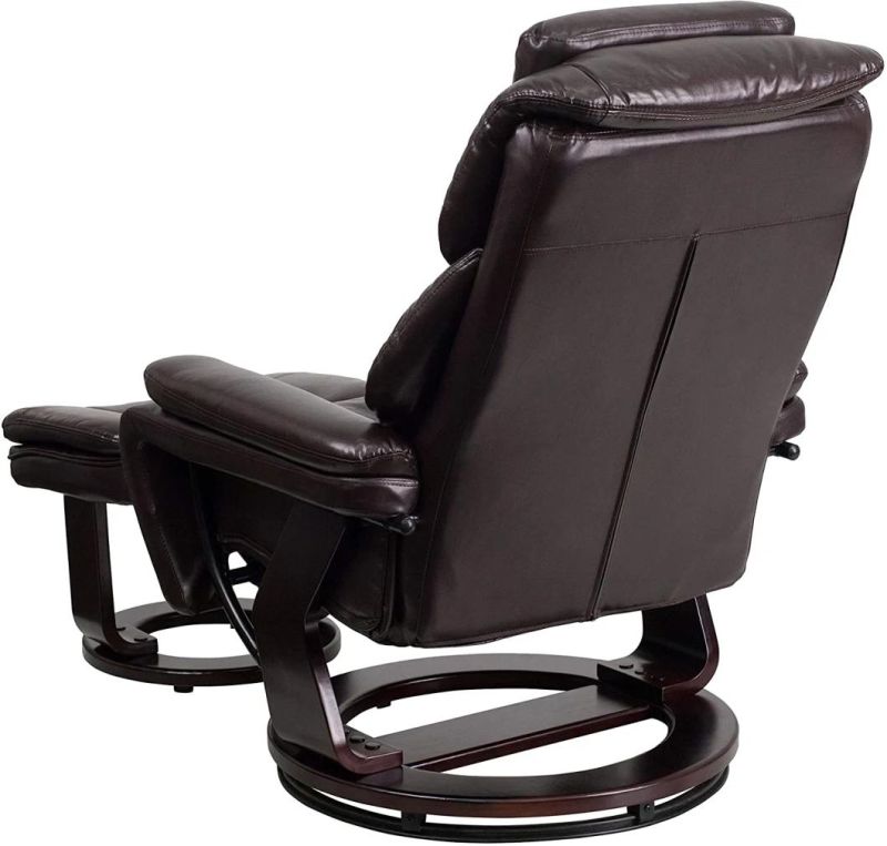 Jky Furniture Adjustabe Leather Recliner Leisure Chair with Ottoman and 8 Points Massage Functions