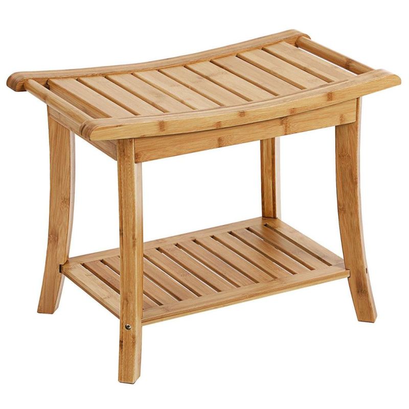 Bamboo Wooden Bathroom Storage Vanity Shower Bench