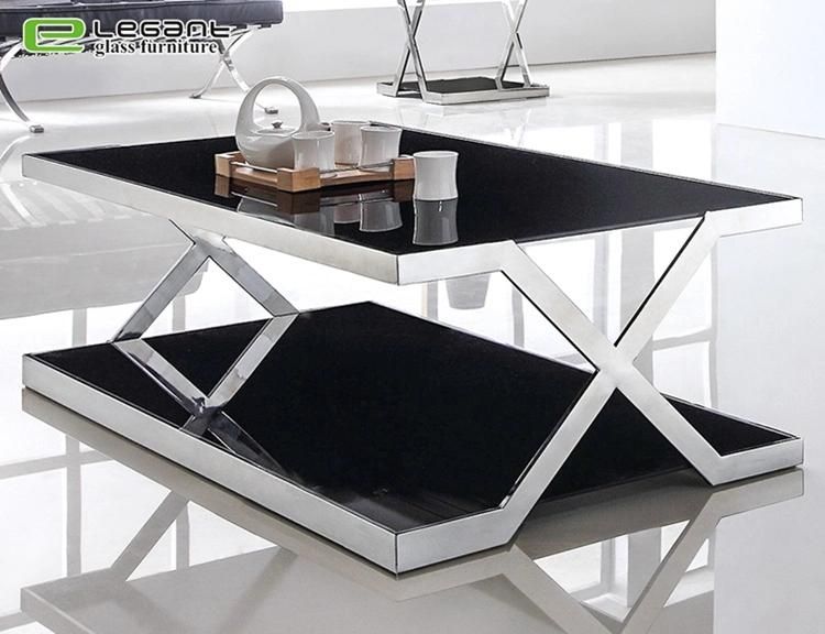 10mm Clear Tempered Glass Table with Black Painting