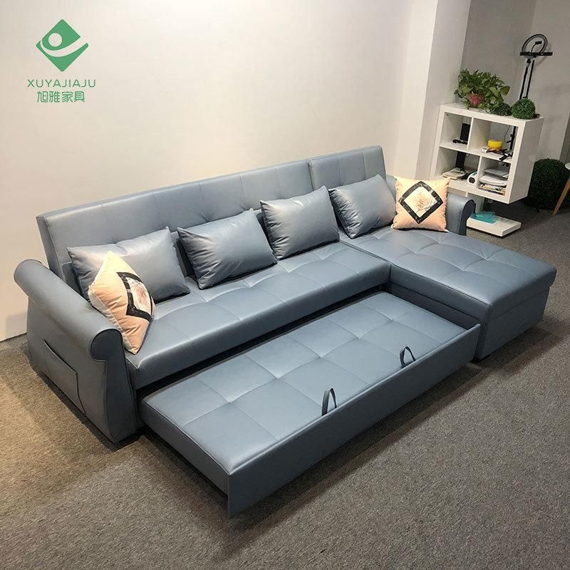 L Shape Sofa Set Custom Made Storage Adjustable Folding Sofa