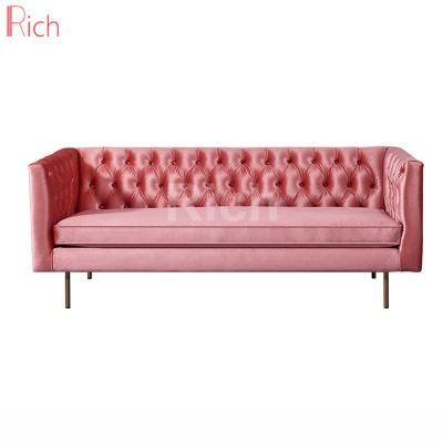 Living Room Set Furniture Pink Velvet Modern Sofa with Buttons