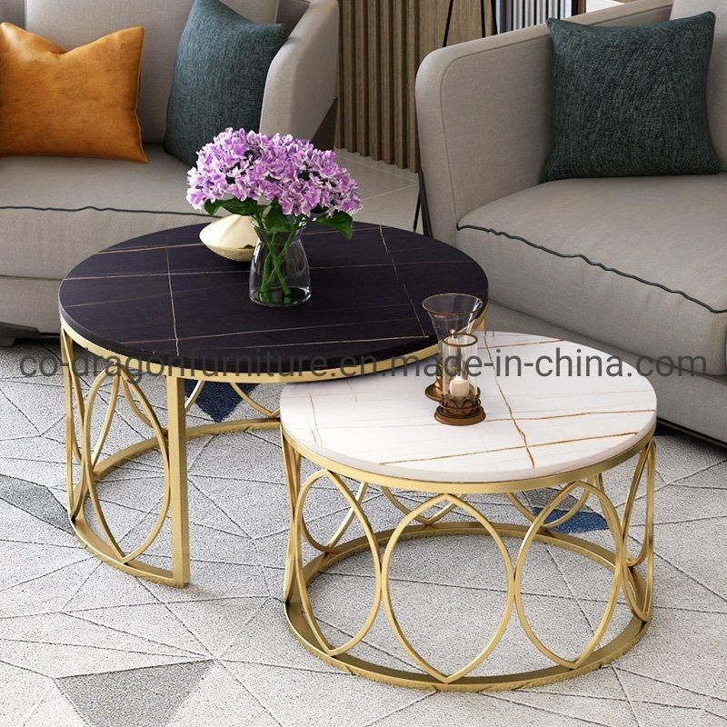 Fashion Steel Coffee Table with Marble Top for Modern Furniture