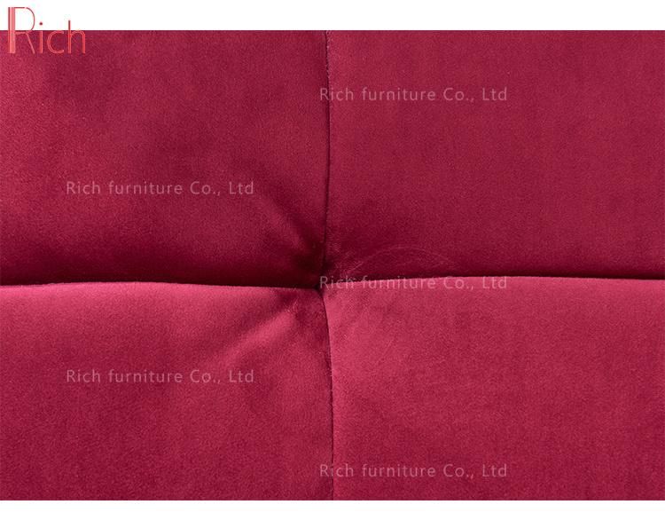 Modern Fabric Canape Home Furniture Single Red Velvet Sofa for Hotel