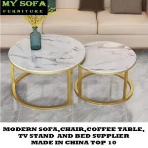 Marble Coffee Table for Golden Stainless Steel Frame