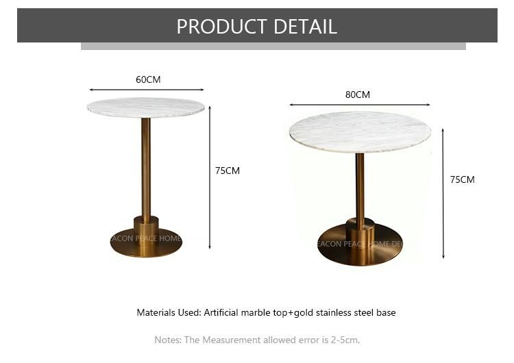 Restaurant Modern Luxury Round White Marble Top Dining Table