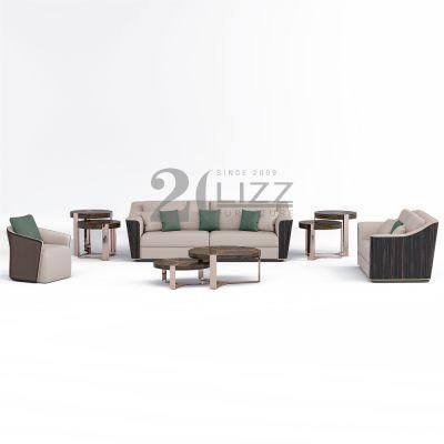 Northern European Simple Style Excellent Home Furniture Genuine Leather Sofa with Table Set