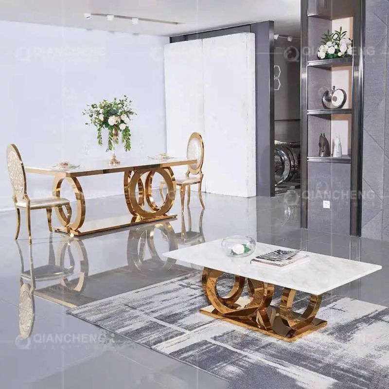 Wholesale Living Room Furniture Ss Steel Golden Coffee Table