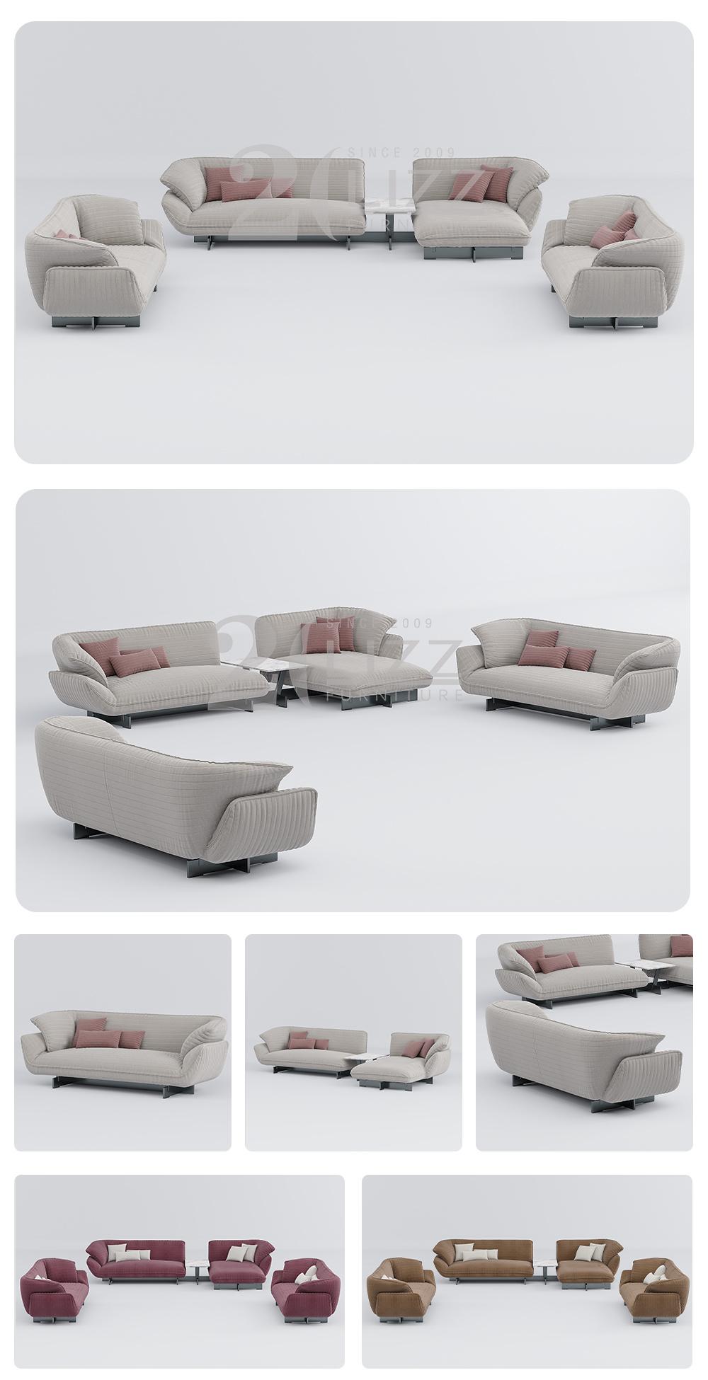 Factory Direct Sale Modern Sectional 1+2+3 Furniture Sets Leisure Fabric Sofa with Chaise