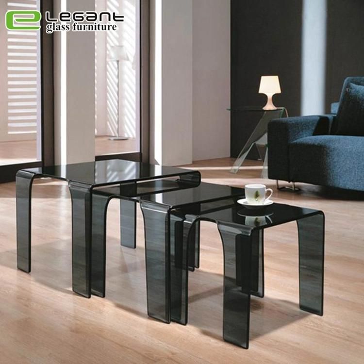 Living Room Black Tempered Glass Coffee Table