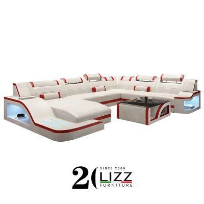 Latest Design Living Room Furniture Italian Modern Genuine Leather Sofa Set