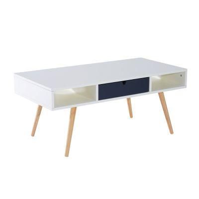 Light Colored Wooden Coffee Table with a Drawer