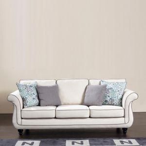 Modern Design Three Seat Fabric Sofa with Solid Wood Legs for Home