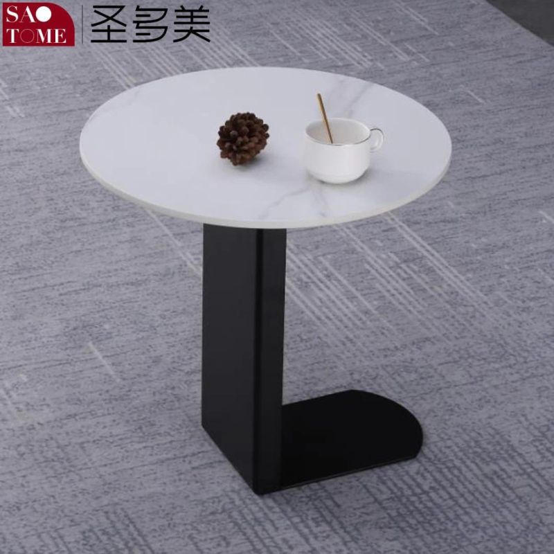 Modern Living Room Furniture Stainless Steel Cone Tube Slate/Marble Countertop Coffee Table