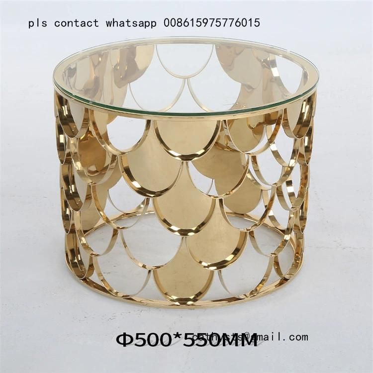 Titanium Gold Plated Stainless Steel Glass Coffee Table Metal Base