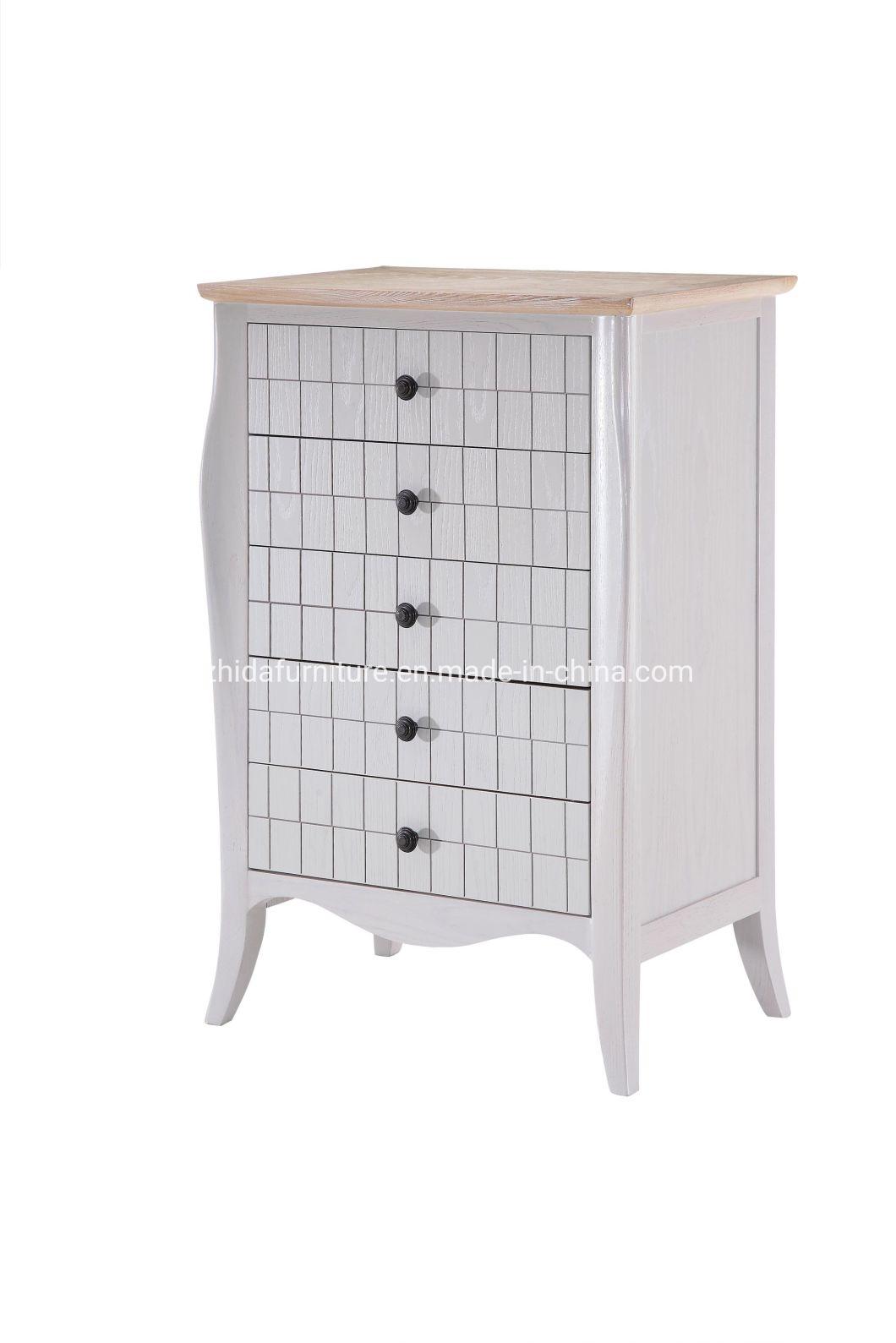 White Color Solid Wood Walnut Living Room Cabinet