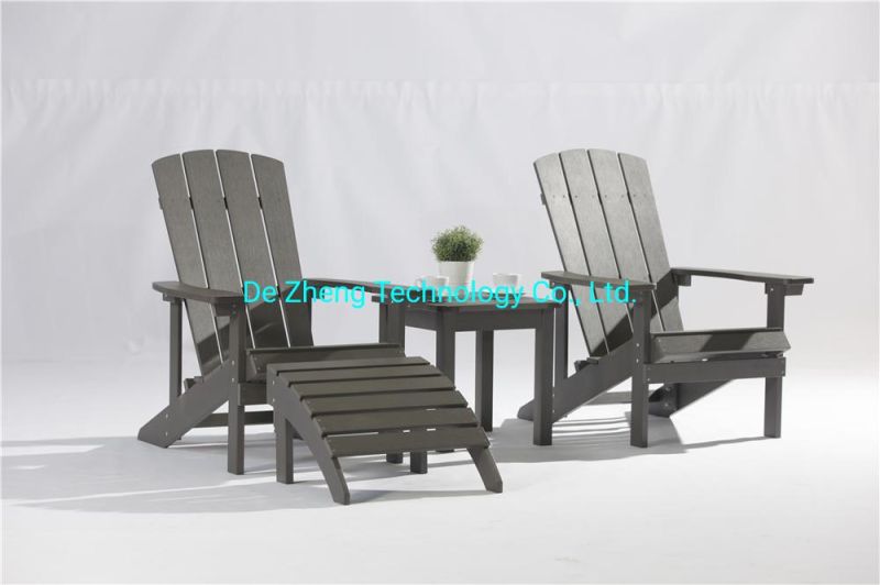 New Design Leisure Chair Ottoman Synthetic Wood Waterproof WPC Adirondack Chair Patio Furniture Set Outdoor Garden Chair Ottoman