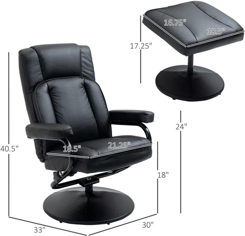 Jky Furniture 8 Points Vibration Massage Functions Leather Recliner Leisure Chair with Ottoman