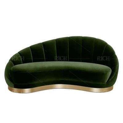 Modern Furniture Velvet Sofa Curved Shell Fabric Sofa