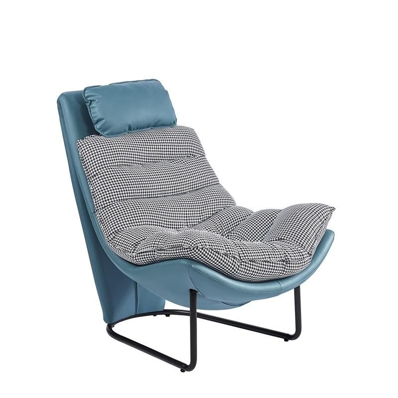 Living Room Single Armchair Wait Nordic Bedroom Lounge Balcony Leisure PU Seat Sofa Chair with Fabric Cushion