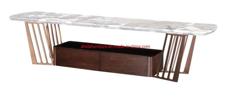 Home Furniture Marble Top Living Room Furniture Wooden TV Stand