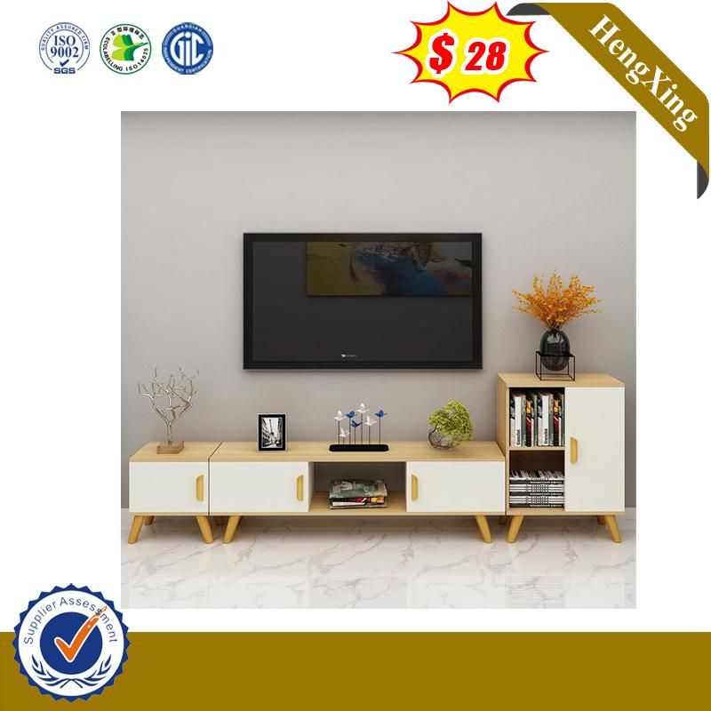 Customerized Size White Color Living Room Furniture Set TV Stand Cabinet Coffee Table with Wooden Legs