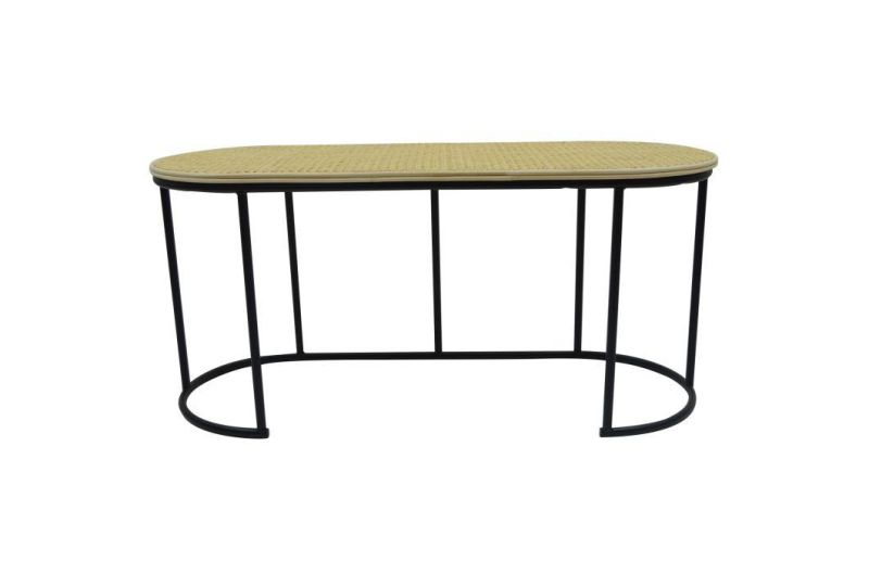 Modern Style Round Ironwork Tea Table with Wood Top