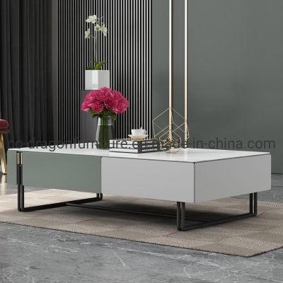 Modern Home Furniture Wooden Marble Top Living Room Coffee Table